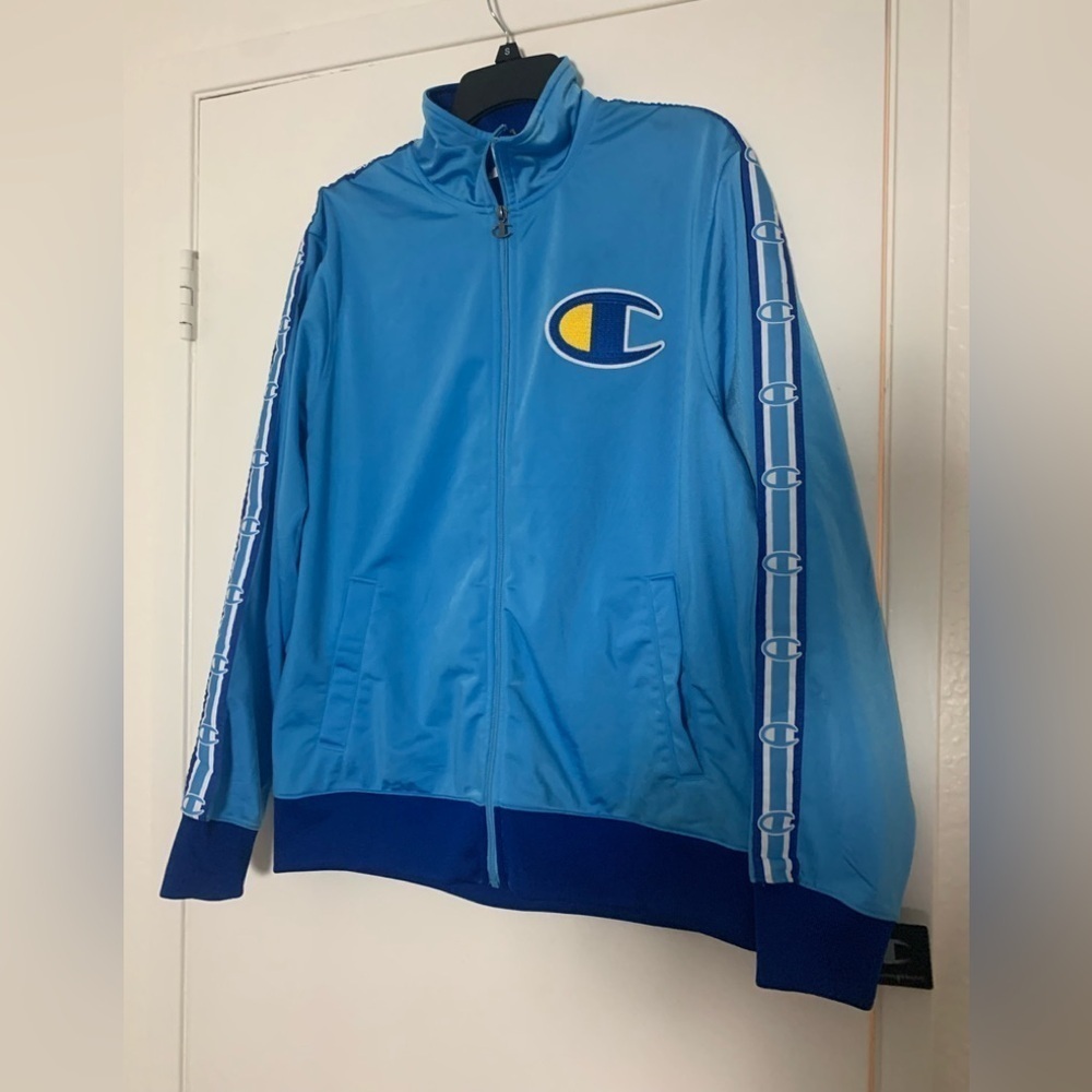 New Vintage Champion C Logo Track Jacket Athletic Performance Blue Large - Picture 5 of 16